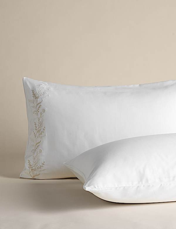 סט מצעים מכותנה טהורה עם רקמת פרחים - IL