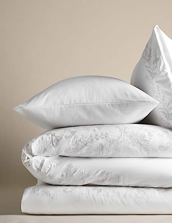 סט מצעים מכותנה טהורה עם רקמת פרחים - IL