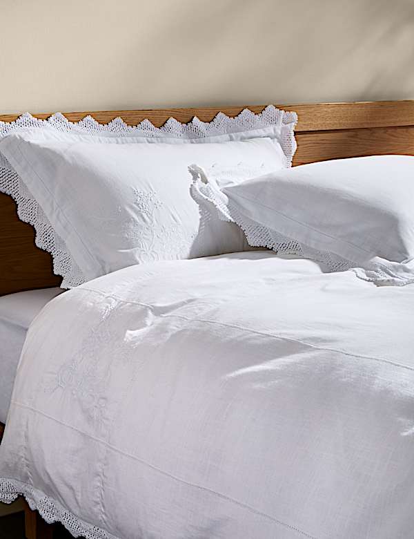 Pure Cotton Vintage Lace Embroidered Bedding Set - UA