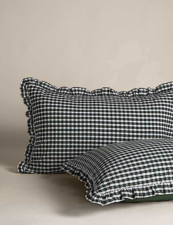 Pure Cotton Gingham Ruffle Bedding Set - PT