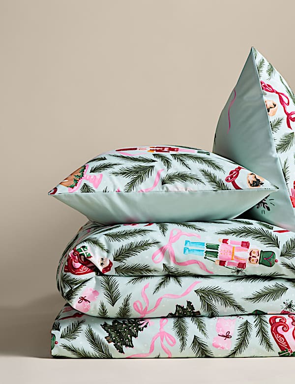 סט מצעים דו-צדדי מתערובת כותנה בדוגמת מפצח האגוזים - IL