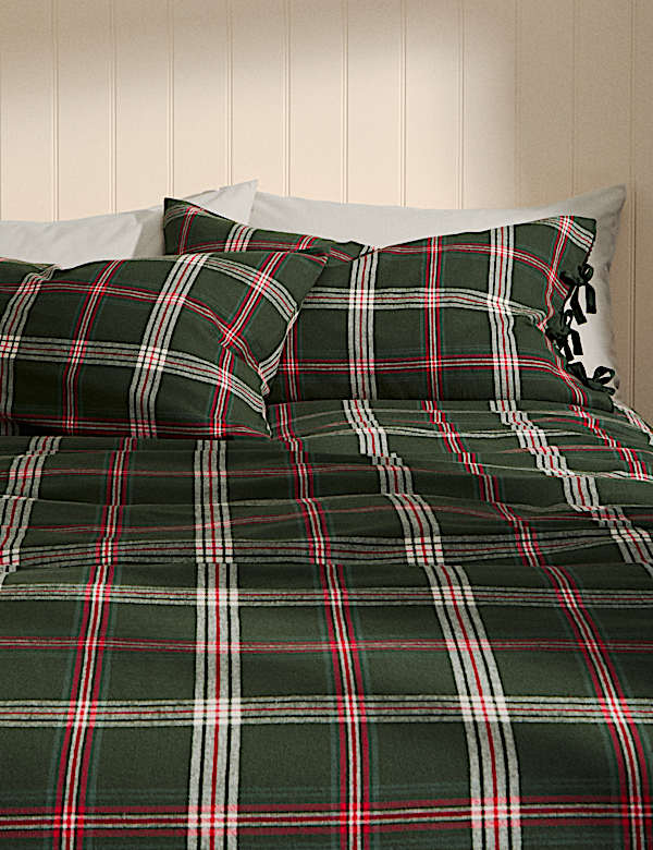 Brushed Cotton Checked Bedding Set - RS