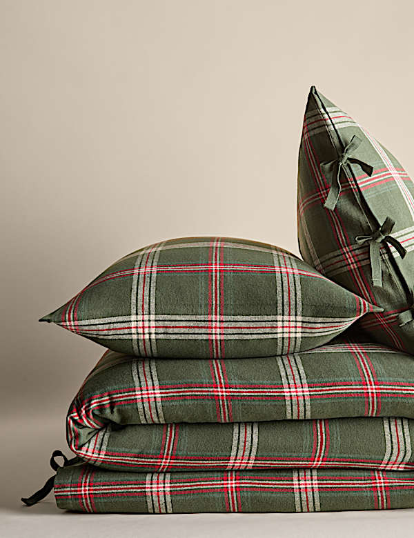 Brushed Cotton Checked Bedding Set - CH