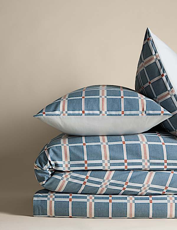 Pure Cotton Geo Checked Jacquard Bedding Set - US