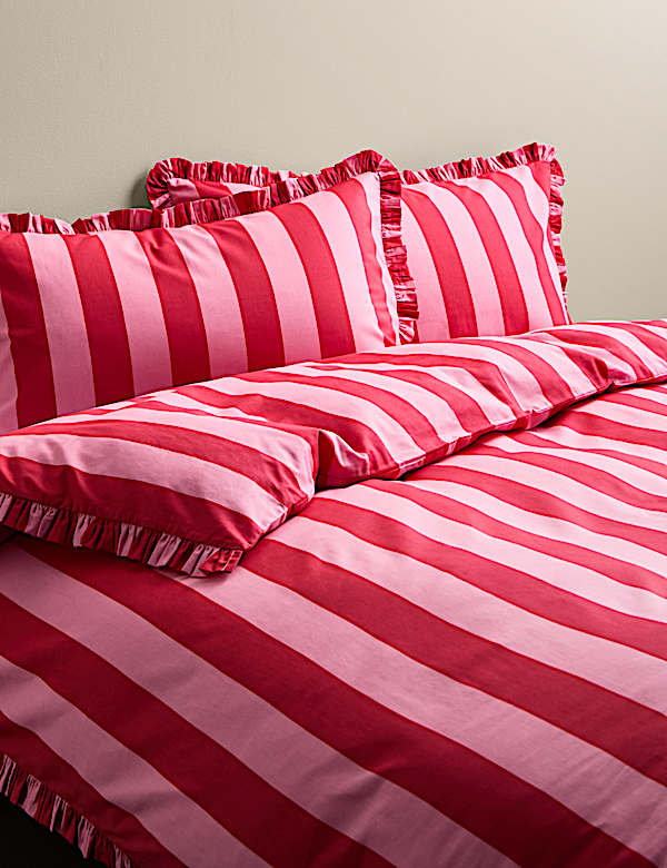 Pure Cotton Striped Ruffle Bedding Set - RS