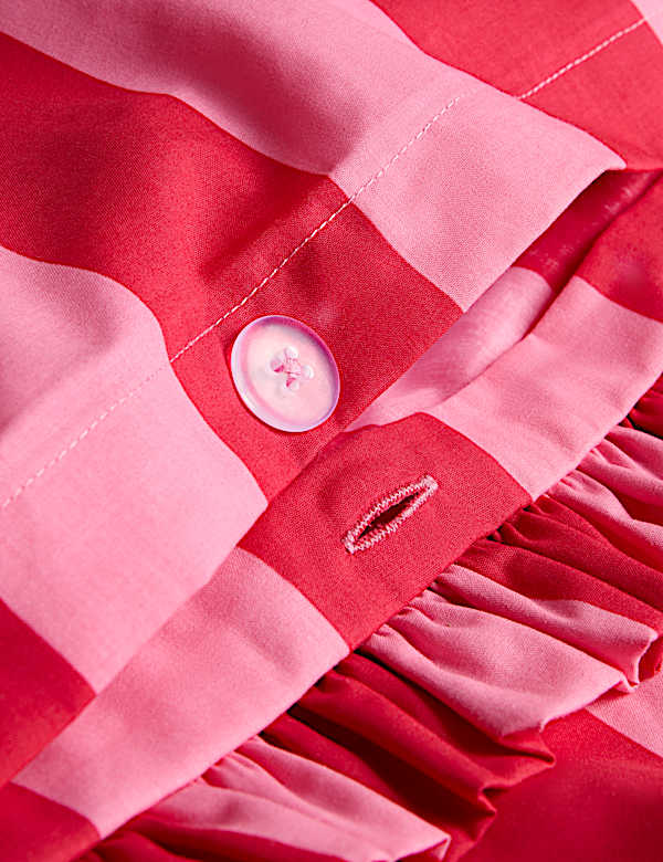 Pure Cotton Striped Ruffle Bedding Set - KG