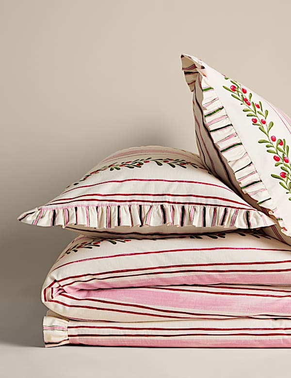 Juegos de sábanas de hojas a rayas 100 % algodón - US