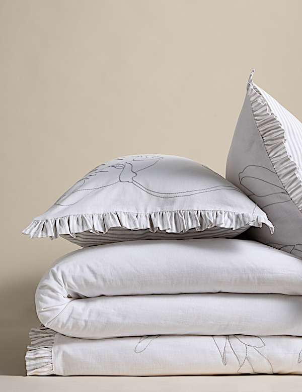 Pure Cotton Floral Embroidered Bedding Set - AT