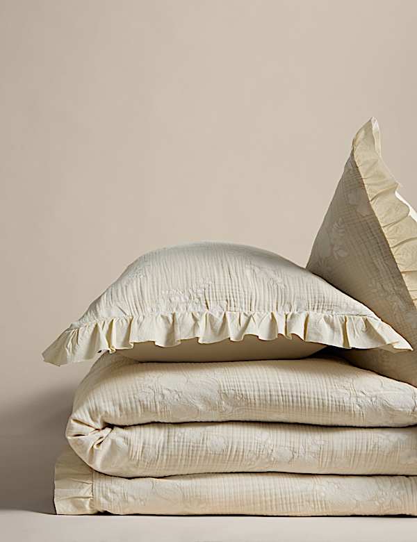 Pure Cotton Floral Jacquard Ruffle Bedding Set - JP