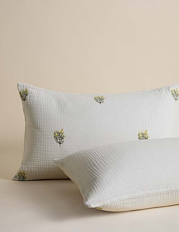 Pure Cotton Muslin Floral Sprig Bedding Set - NO