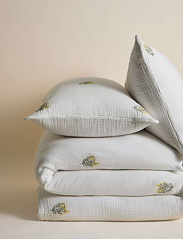 Pure Cotton Muslin Floral Sprig Bedding Set - NO