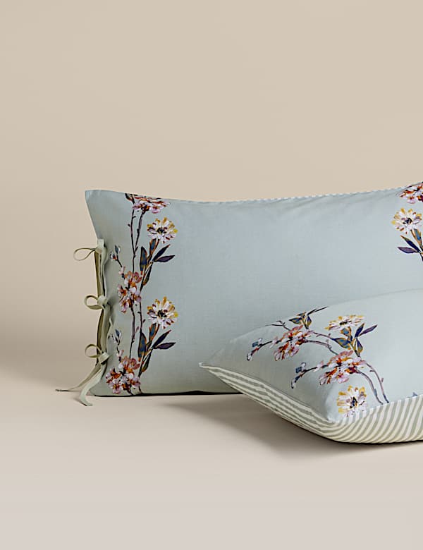 Puur katoenen dekbedovertrekset met herhalend bloesemmotief - BE