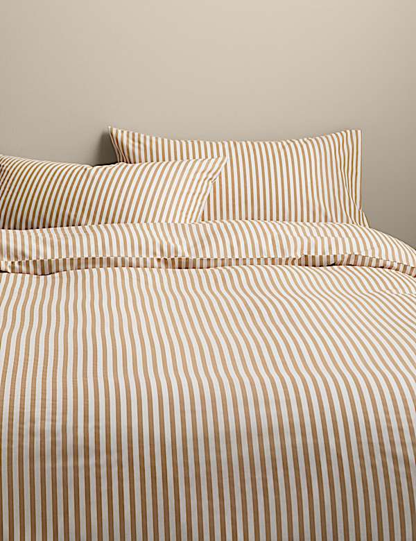 Cotton Blend Simple Stripe Bedding Set | BISCUIT | Bedding Sets | M&S NZ