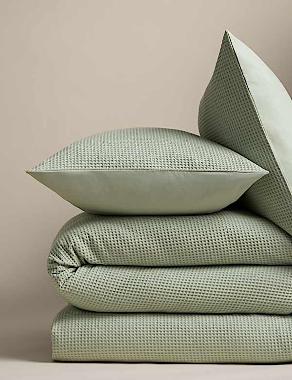 Washed Cotton Waffle Bedding Set - CA