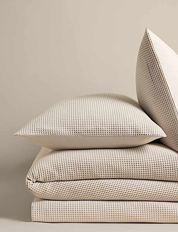Washed Cotton Waffle Bedding Set - CZ