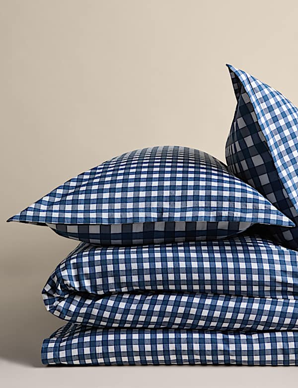 Pure Cotton Gingham Reversible Bedding Set - LV
