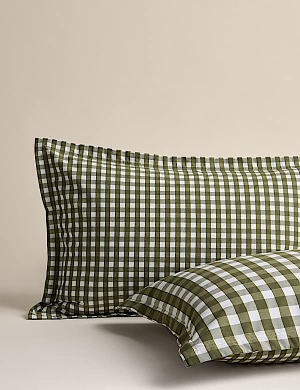 Pure Cotton Gingham Reversible Bedding Set - RS