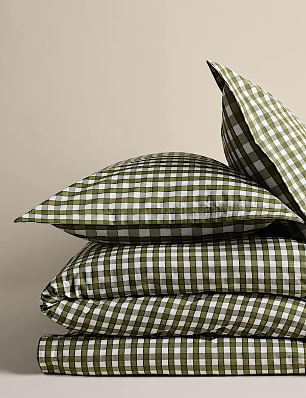 Pure Cotton Gingham Reversible Bedding Set - RS