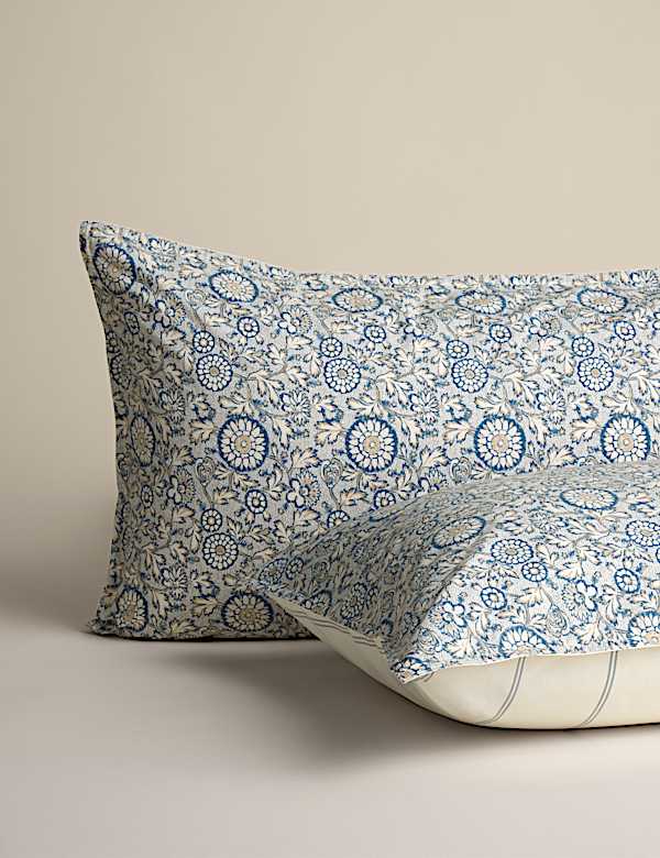 Set Perlengkapan Tidur Bahan Katun Motif Bunga Blok Kayu - ID