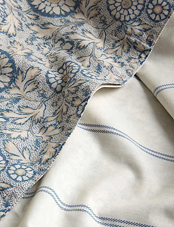 Set Perlengkapan Tidur Bahan Katun Motif Bunga Blok Kayu - ID