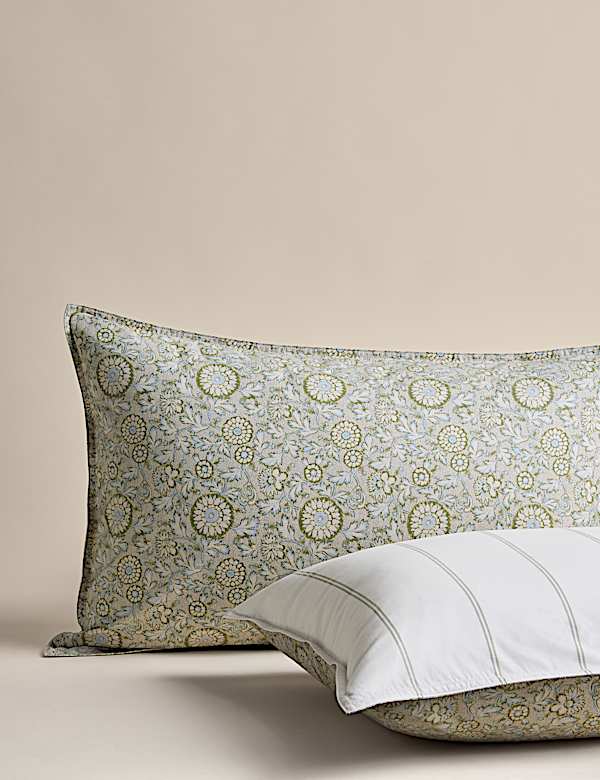 Cotton Rich Woodblock Floral Bedding Set - LV
