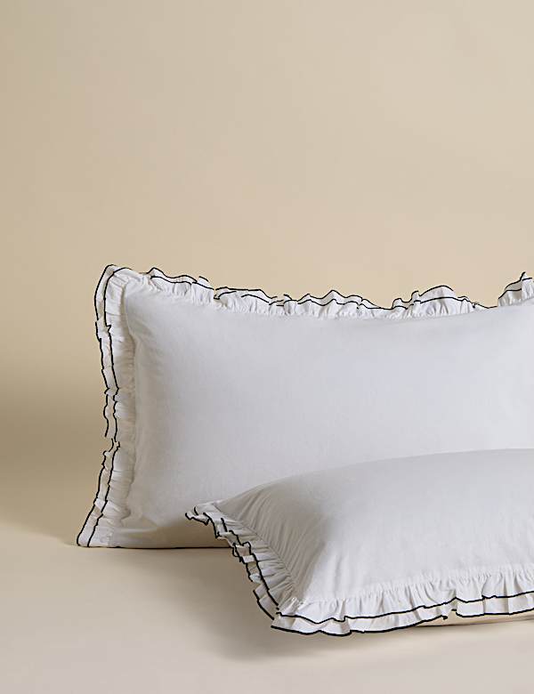 Pure Cotton Contrast Double Ruffle Bedding Set - JE