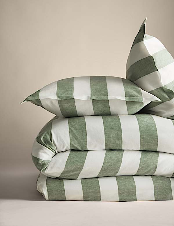 Linen Blend Striped Yarn Dye Bedding Set - CN