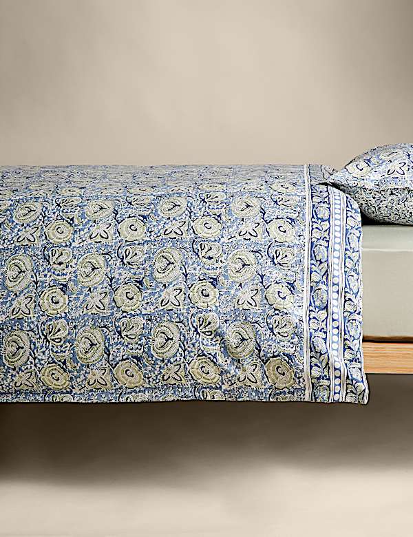 Pure Cotton Floral Woodblock Bedding Set - AU
