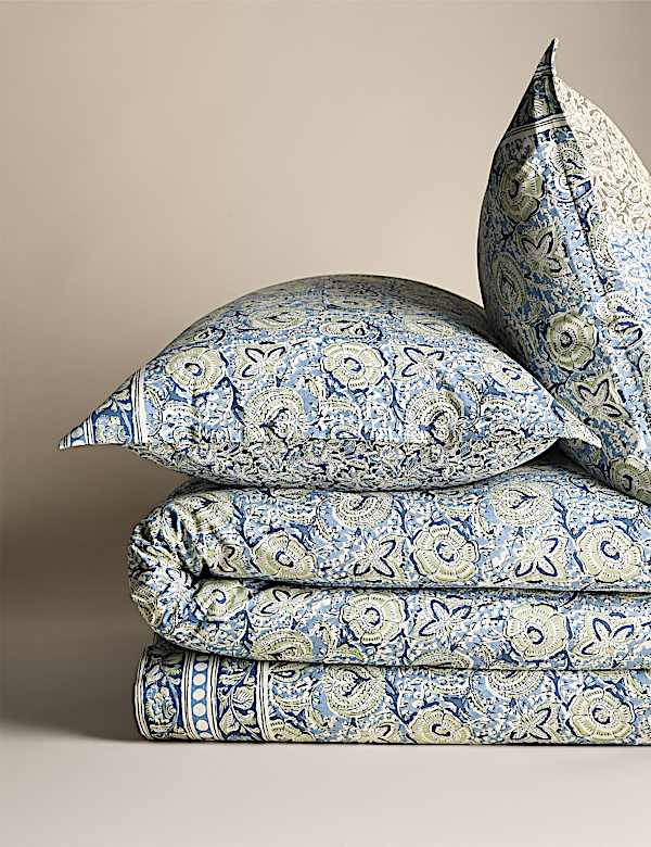 Pure Cotton Floral Woodblock Bedding Set - AU