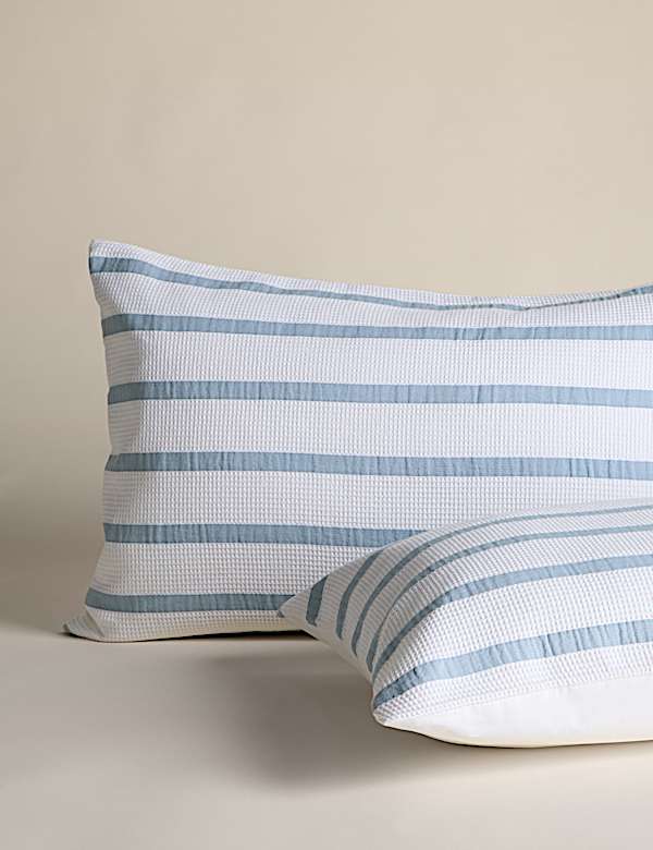 Pure Cotton Contrast Striped Waffle Bedding Set - SI