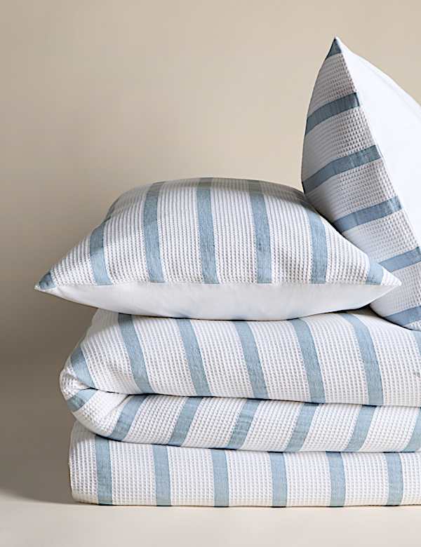 Pure Cotton Contrast Striped Waffle Bedding Set - SI