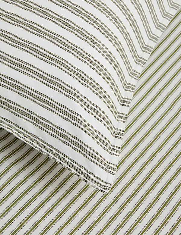 2 Pack Brushed Cotton Striped Pillowcases - BN