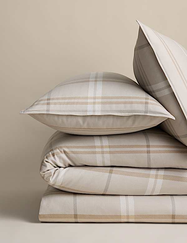 Brushed Cotton Check Bedding Set - TW