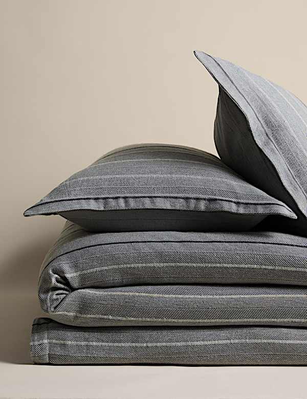 Pure Cotton Herringbone Striped Bedding Set - AL