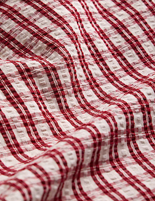 Pure Cotton Yarn Dyed Checked Seersucker Bedding Set - CA