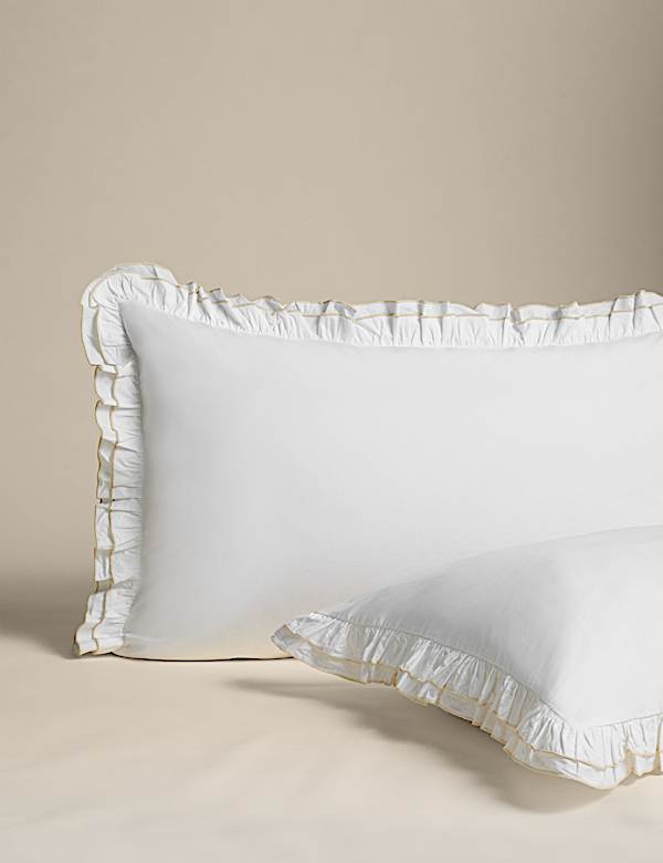 Pure Cotton Contrast Double Ruffle Bedding Set - CA