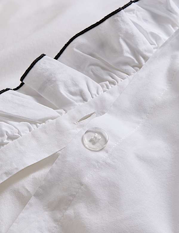 Pure Cotton Contrast Double Ruffle Bedding Set - AL