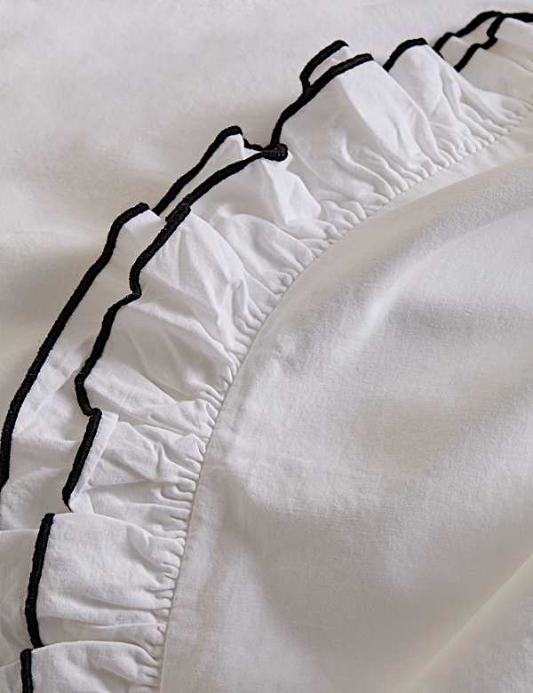 Pure Cotton Contrast Double Ruffle Bedding Set - AL
