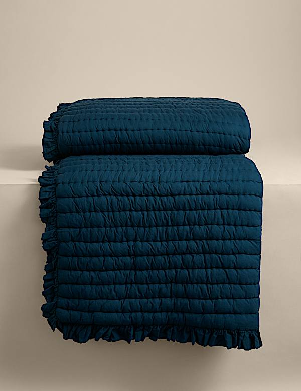 Washed Cotton Quilted Ruffle Bedspread - SI