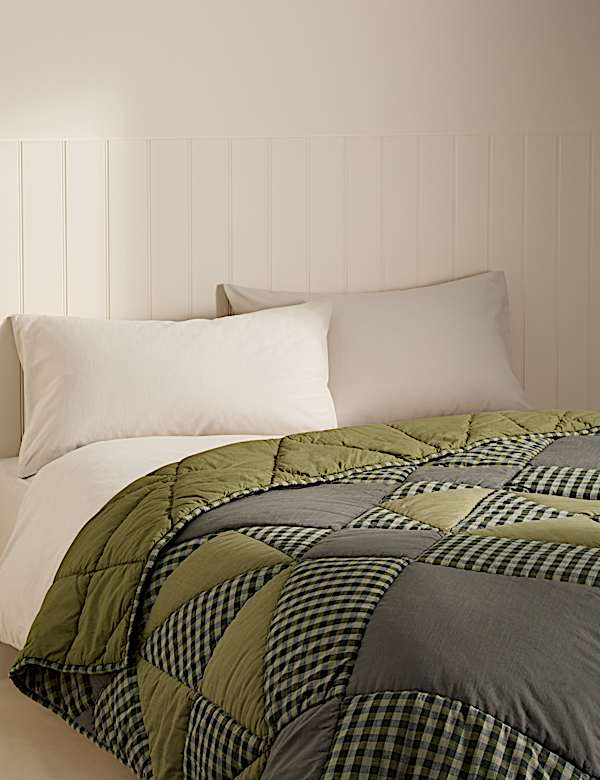 Pure Cotton Quilted Patchwork Bedspread - RS