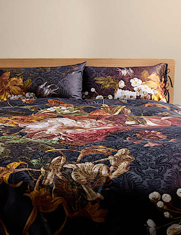 Ropa de cama satinada floral - ES