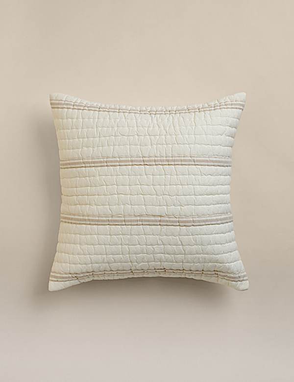 Coj&iacute;n decorativo grande texturizado de rayas 100 % algod&oacute;n - US