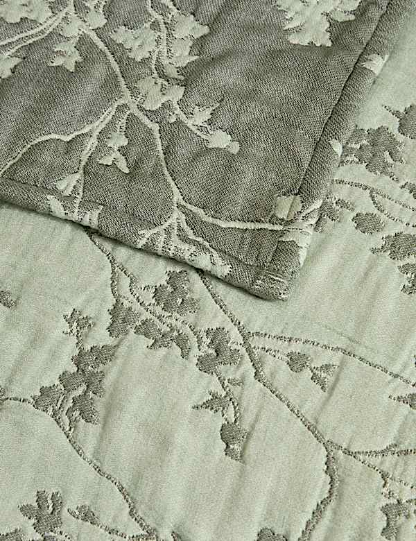 Pure Cotton Floral Jacquard Bedspread - AL