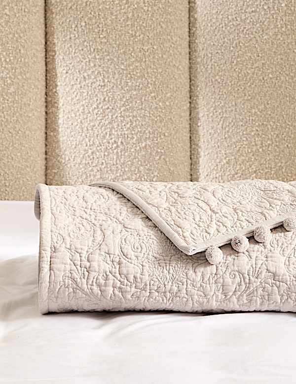 Cotton Rich Embroidered Bedspread with Linen - BE