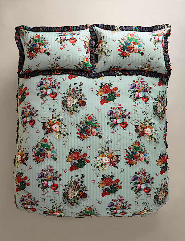 Pure Cotton Printed Ruffle Edge Bedding Set - KR