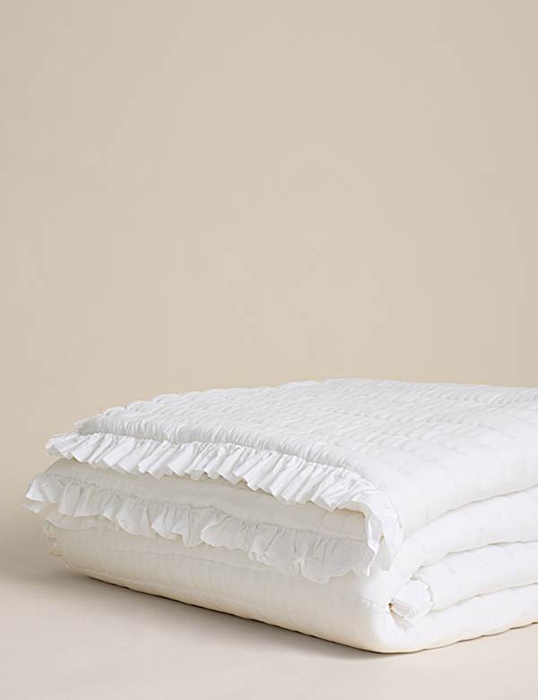 Washed Cotton Quilted Ruffle Bedspread - CA