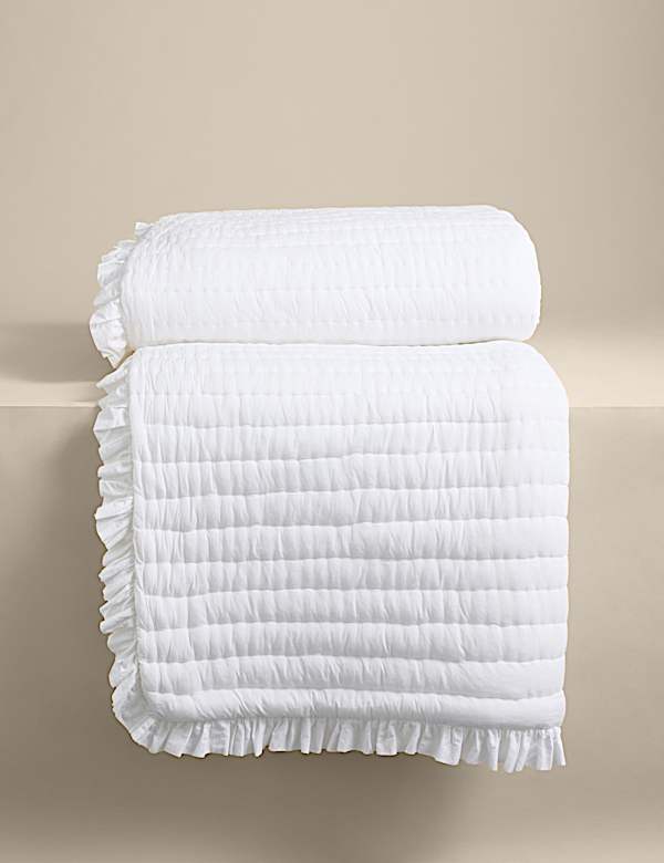 Washed Cotton Quilted Ruffle Bedspread - CA