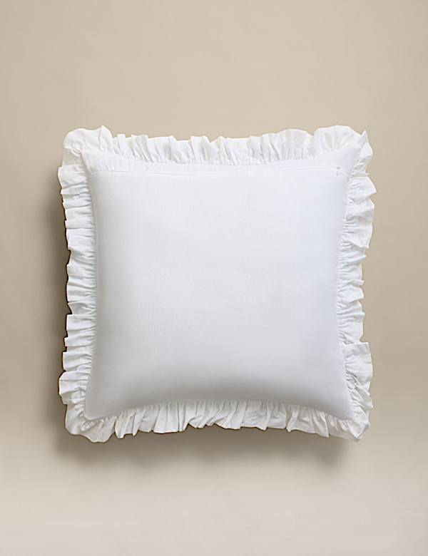 Pure Cotton Textured Ruffle Trim Cushion - AT