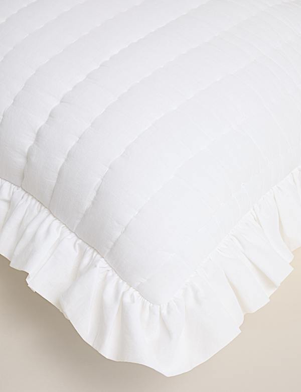 Pure Cotton Textured Ruffle Trim Cushion - AT