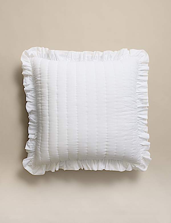 Pure Cotton Textured Ruffle Trim Cushion - AT